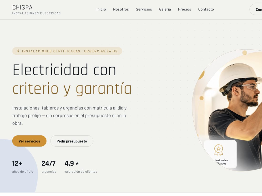 CHISPA Instalaciones Eléctricas — live demo screenshot