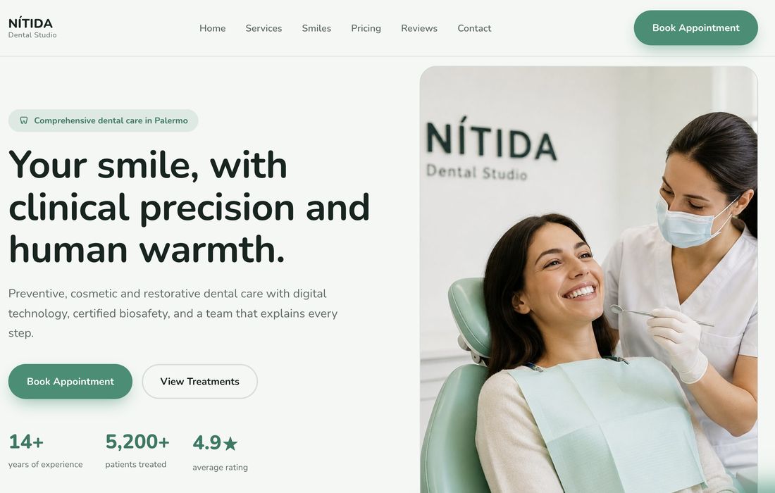 NÍTIDA Dental Studio — live demo screenshot