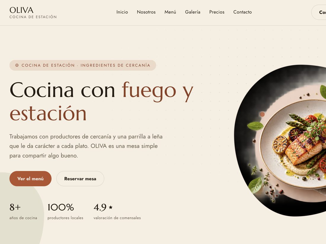 OLIVA Cocina de Estación — live demo screenshot